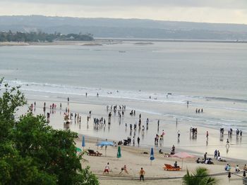 High angle view of people on beach