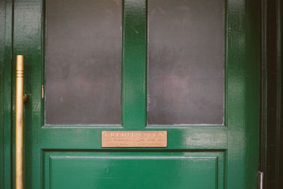 Close-up of closed door