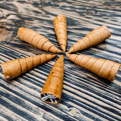 High angle view of bread on table