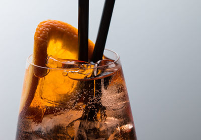 Close-up of beer in glass