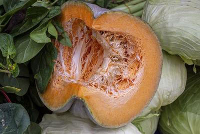 High angle view of orange fruit