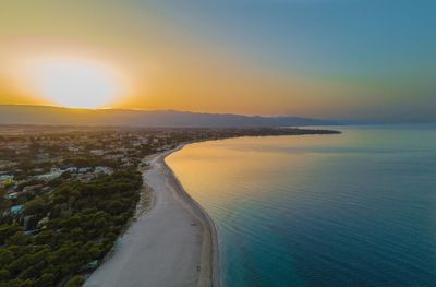 Scenic view of beach against sky during sunset