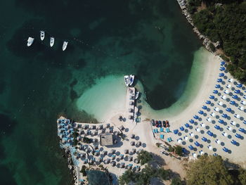 High angle view of swimming pool by sea