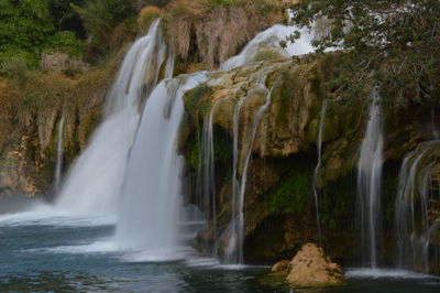 Scenic view of waterfall