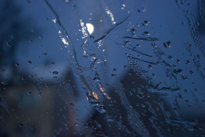 Close-up of water drops on window