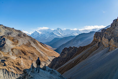 Scenic view of mountains against clear sky