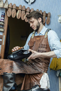 Young man working on stage