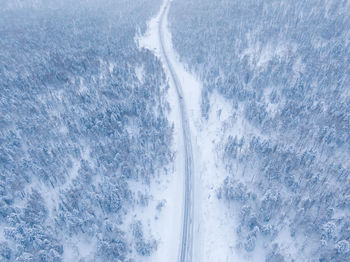 Winter, natural landscape after snow, road, travel