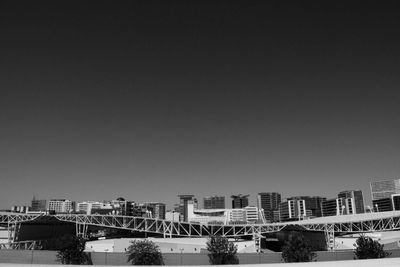 View of cityscape against clear sky