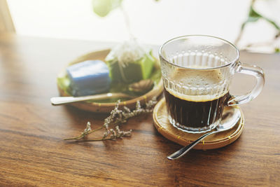 Close-up of coffee on table