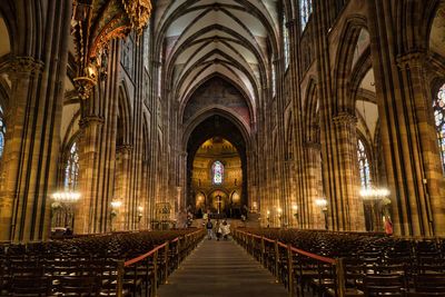 Interior of illuminated cathedral