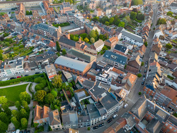 High angle view of buildings in city