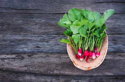 High angle view of vegetables on table