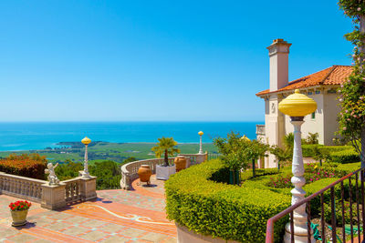 Panoramic ocean view from the south terrace at hearst castle