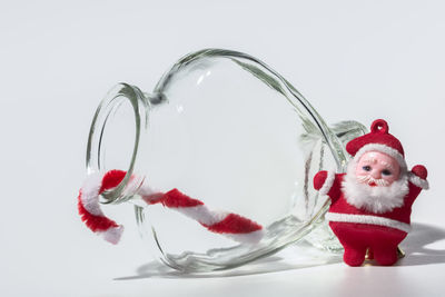 Close-up of christmas decoration against white background