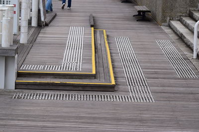 High angle view of staircase on boardwalk