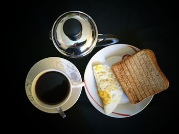 Directly above shot of breakfast on table