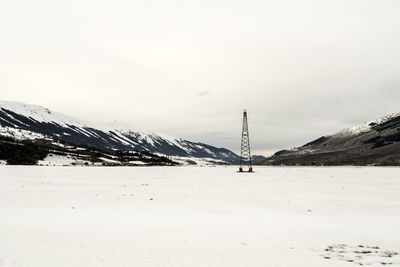 Scenic view of snow covered mountains against sky