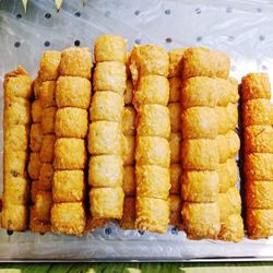 High angle view of bread in plate