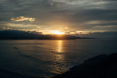 Scenic view of sea against sky during sunset