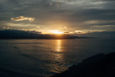Scenic view of sea against sky during sunset