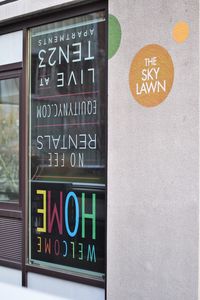 Close-up of information sign