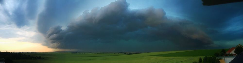 Scenic view of landscape against cloudy sky