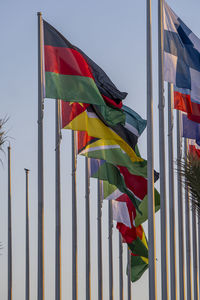 The flag plaza, displays 119 flags countries in the world. located in doha, qatar.