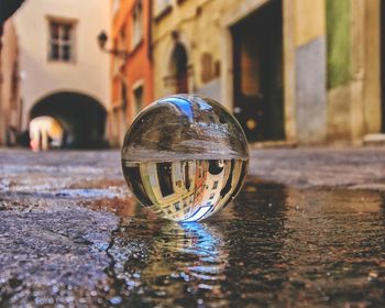 Close-up of crystal ball in water