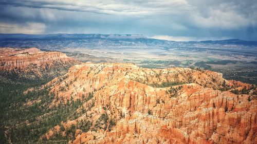 High angle view of rock formations at bryce canyon national park