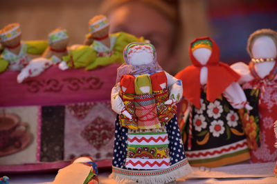 Close-up of painting on table at market stall