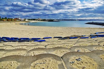 Scenic view of beach against sky