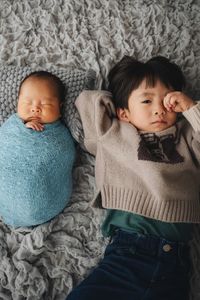 Portrait of cute new born baby and boy