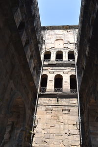 Low angle view of old building against sky