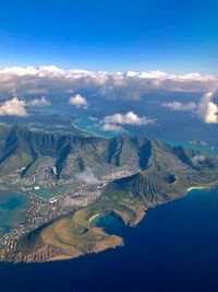 Aerial view of mountain against sky