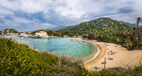 Scenic view of beach against sky