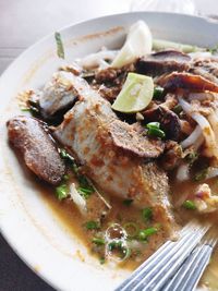 High angle view of meal served in plate