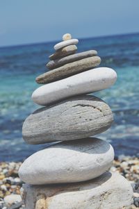 Close-up of stones on beach