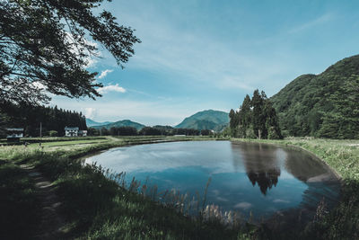 Scenic view of lake against sky