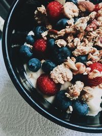 High angle view of food in bowl on table