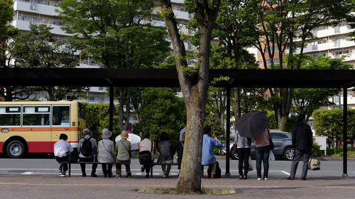 People walking on road