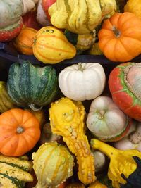 Full frame shot of pumpkins in market