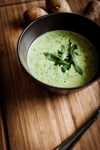 Close-up of food on wooden table
