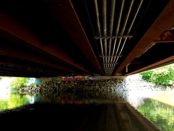 Interior of bridge over river