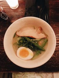 High angle view of meal served in bowl