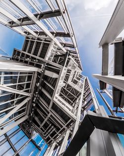 Low angle view of built structure against blue sky