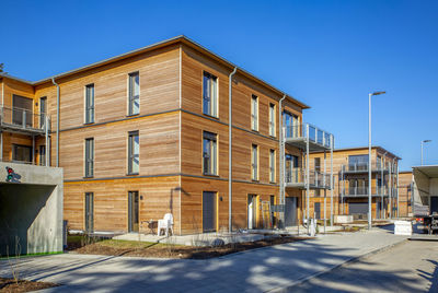 Germany, bavaria, munich, new development area with energy efficient wooden houses