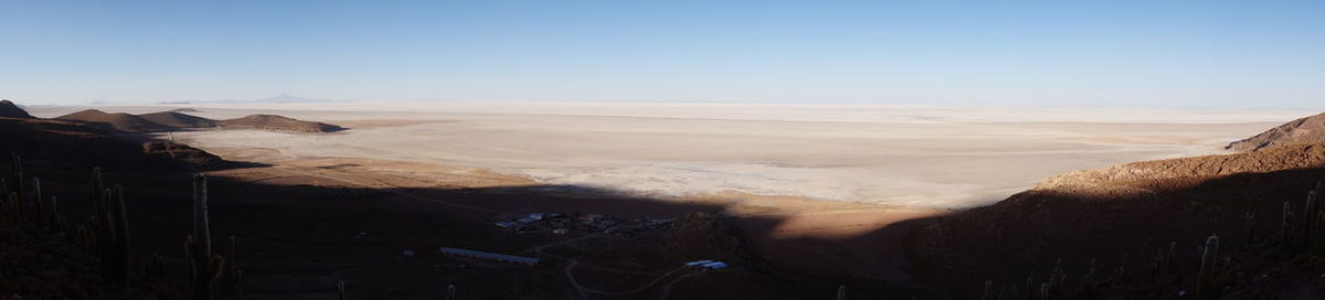 Scenic view of desert against clear sky