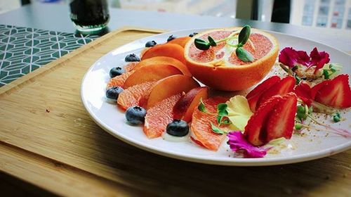 Close-up of served in plate