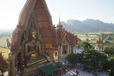 High angle view of buddha statue